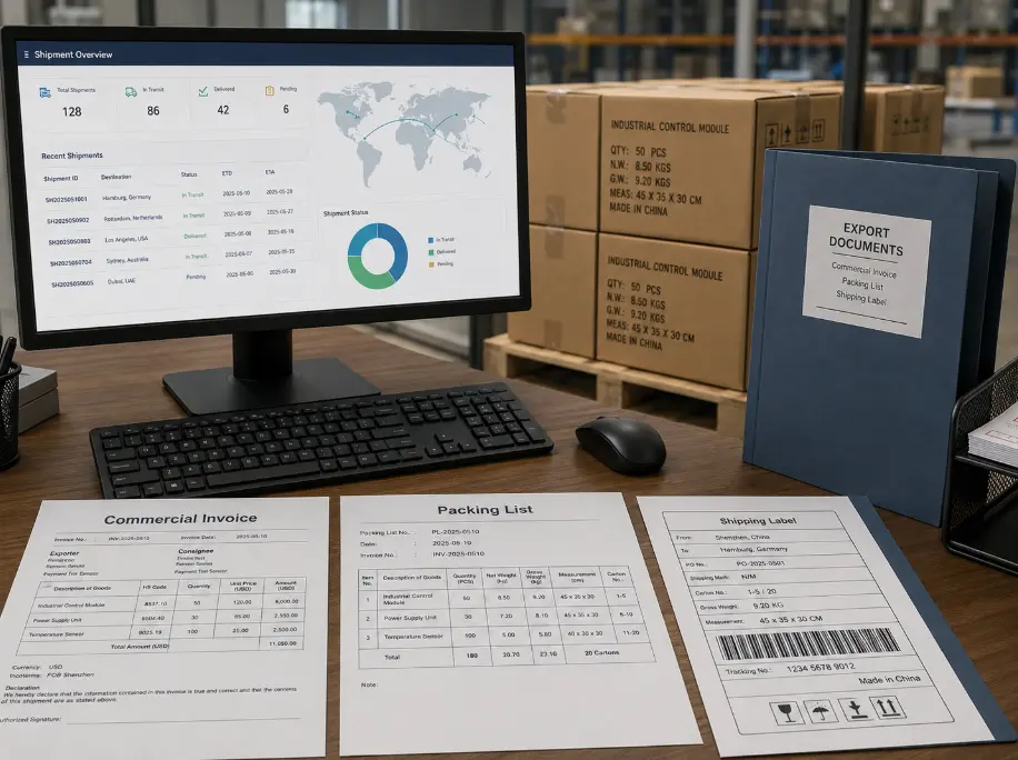 OEM export documentation with commercial invoice packing list and shipping documents