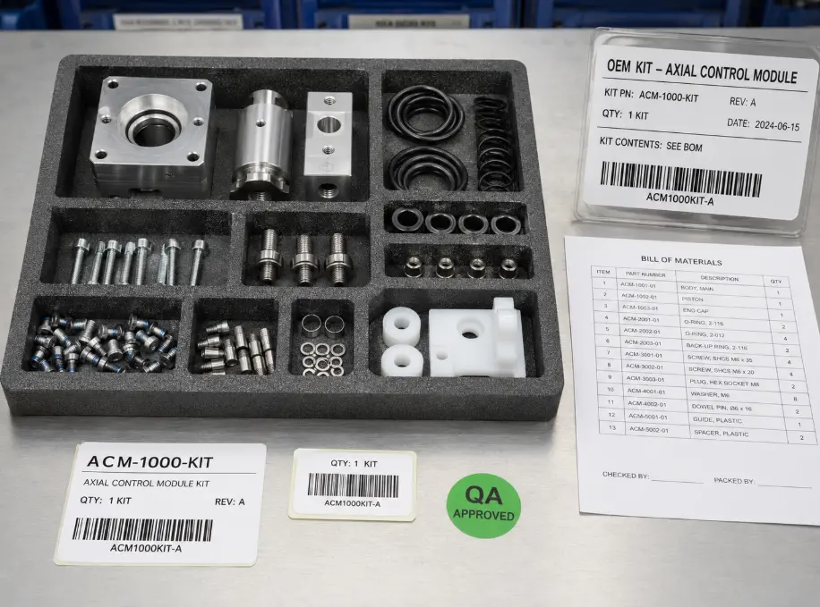 OEM kitting service with organized component packages for assembly production