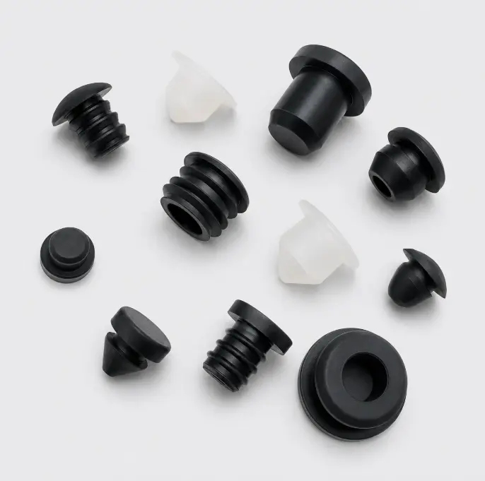 Powder coating silicone masking plugs for thread and bore protection