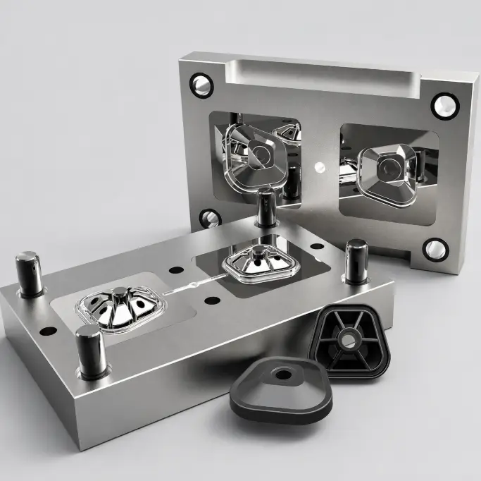 Custom injection mold tooling with cavity and core plates