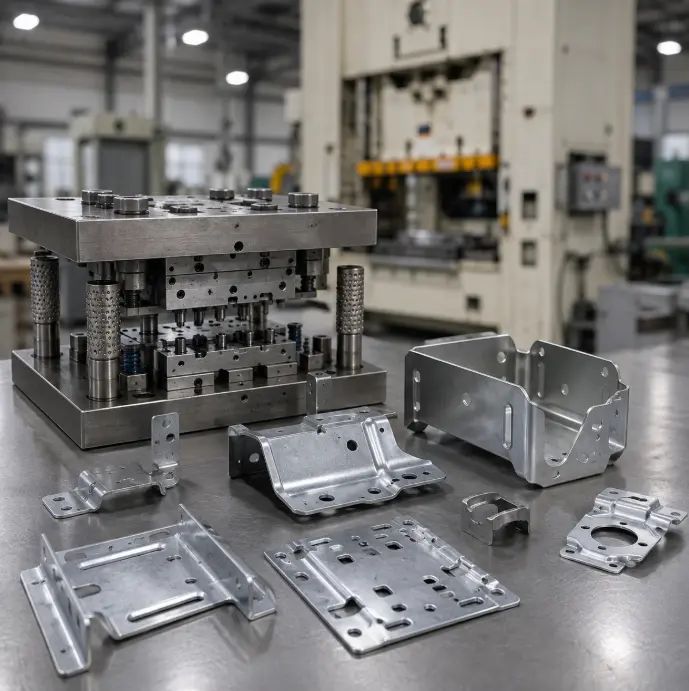 custom metal stamping tooling with formed sheet metal parts