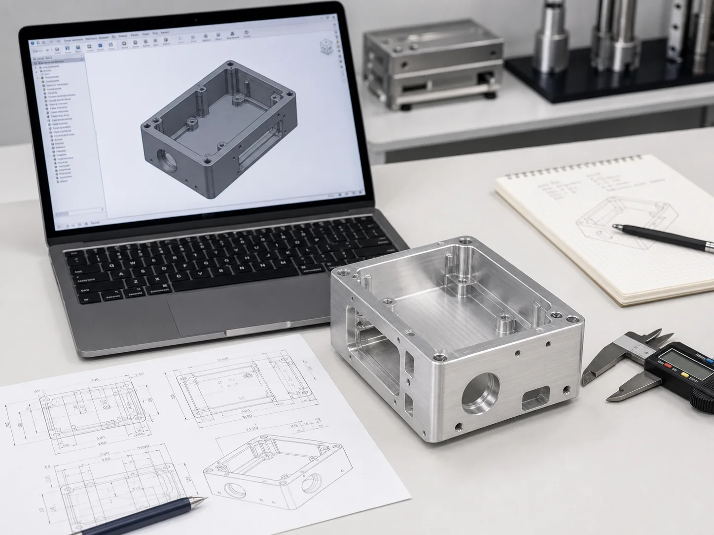 Engineering drawings, custom manufactured parts and inspection documents for manufacturing project review