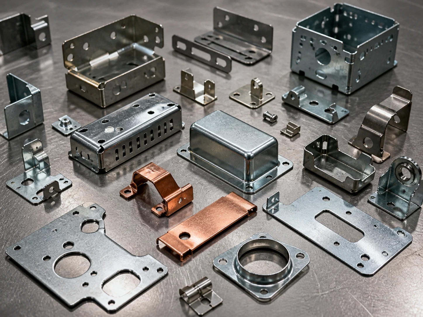 Stamped metal brackets, covers, clips, shields, plates and formed parts