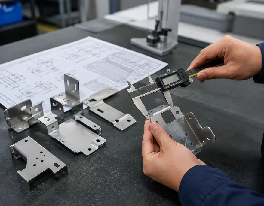 Dimensional inspection of custom stamped metal parts with digital calipers