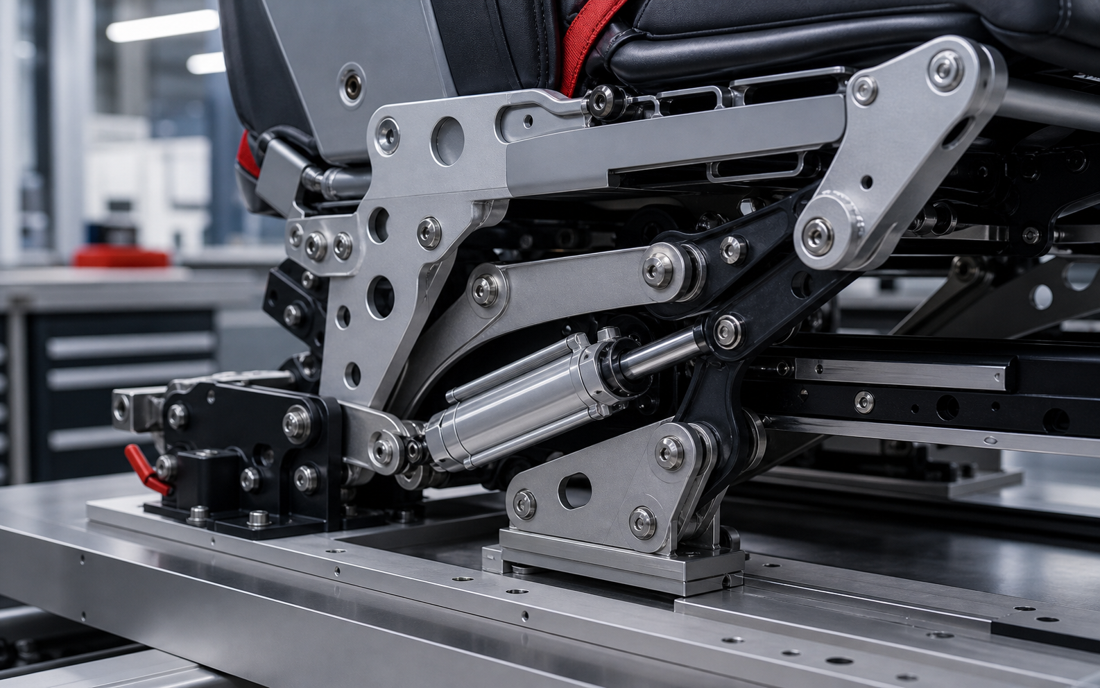 Aircraft seat recline mechanism with actuator cylinder and linkage hardware